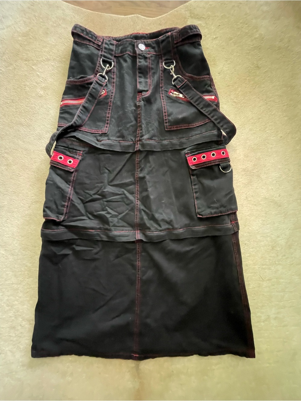 Black & Red Cargo Skirt